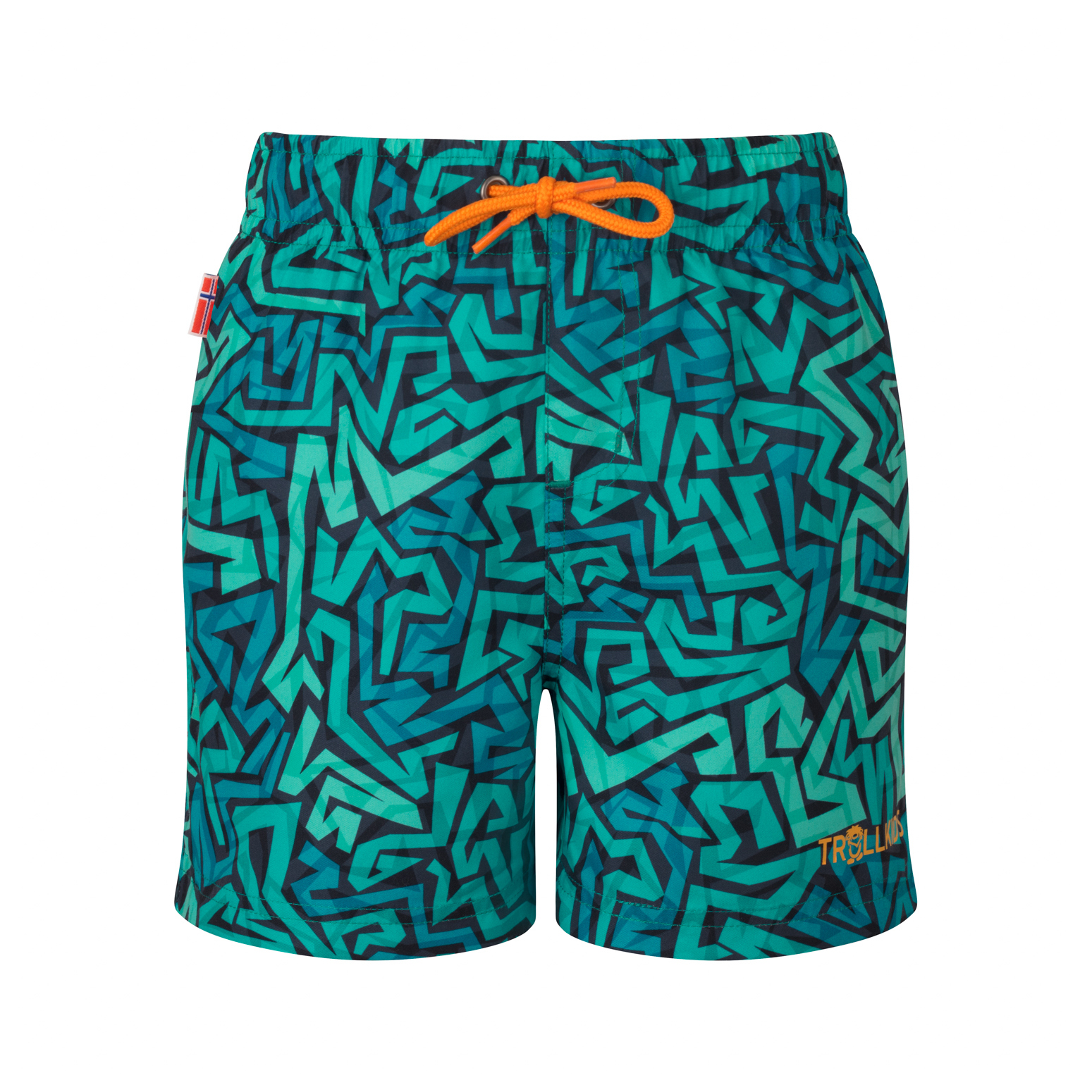 Trollkids Haukland Swim Shorts sea green/sahara sunset
