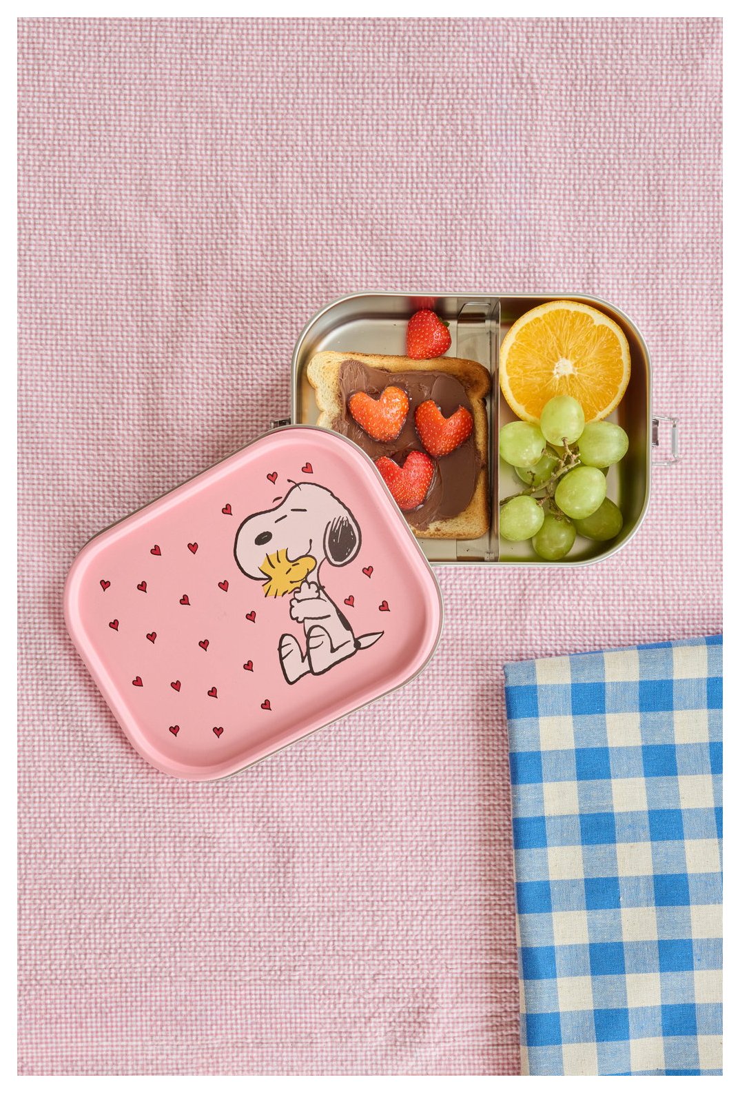 Rice Brotdose groß Edelstahl Snoopy Print pink