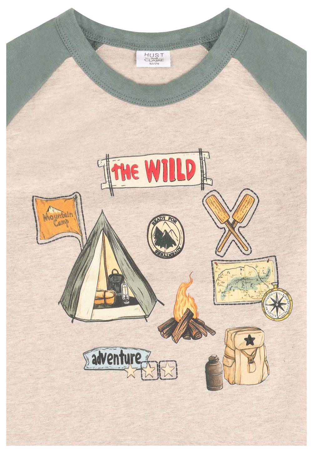 Hust & Claire Langarmshirt Wild Life Beige Melange