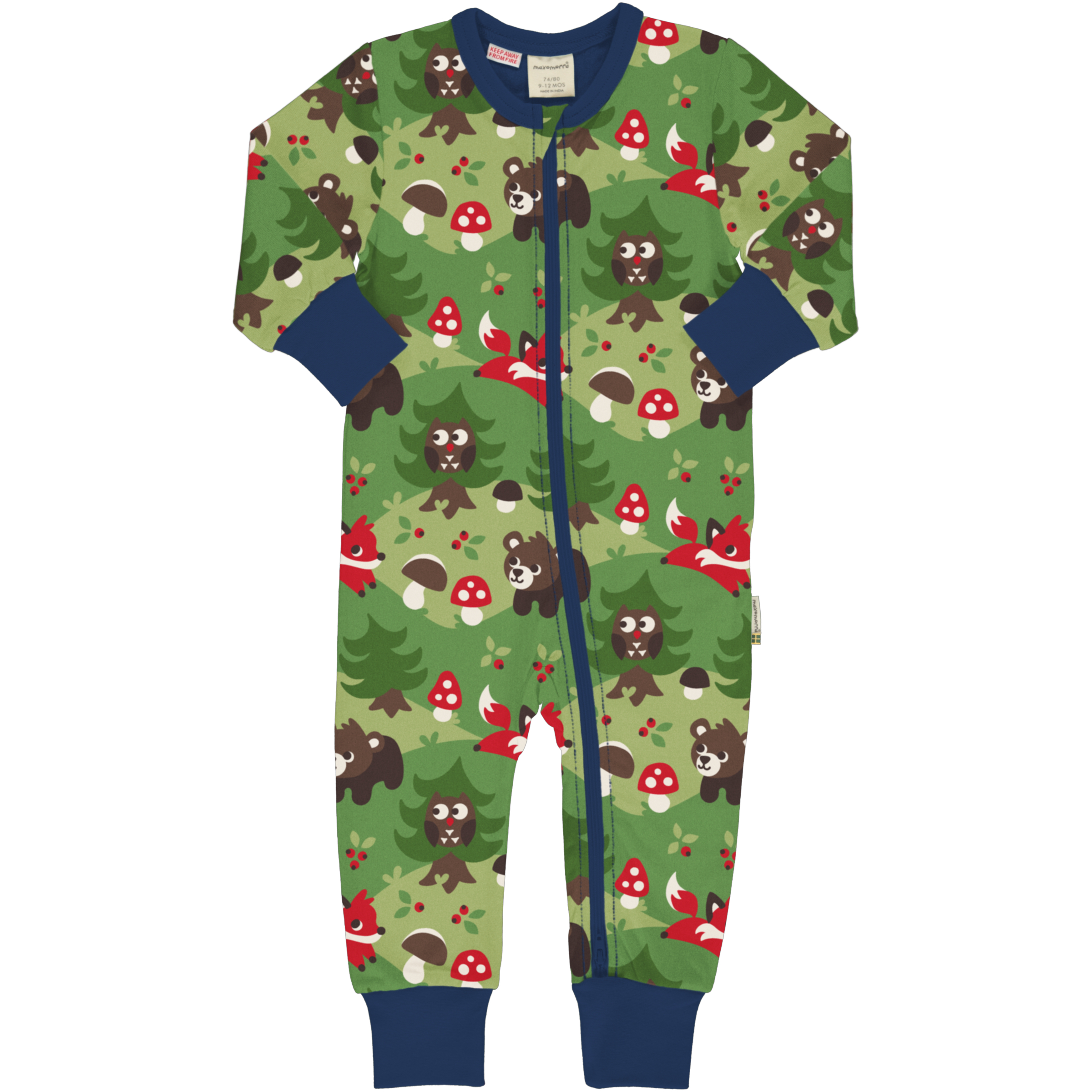 Maxomorra Baby Schlafanzug Einteiler Lang FOREST 074/080