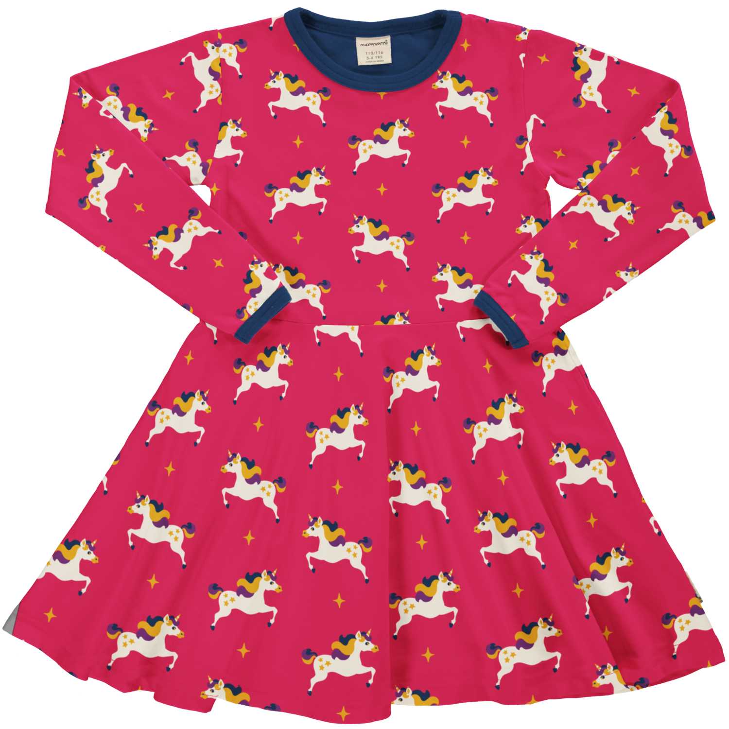 Maxomorra Girl Kleid Circle Langarm UNICORN 