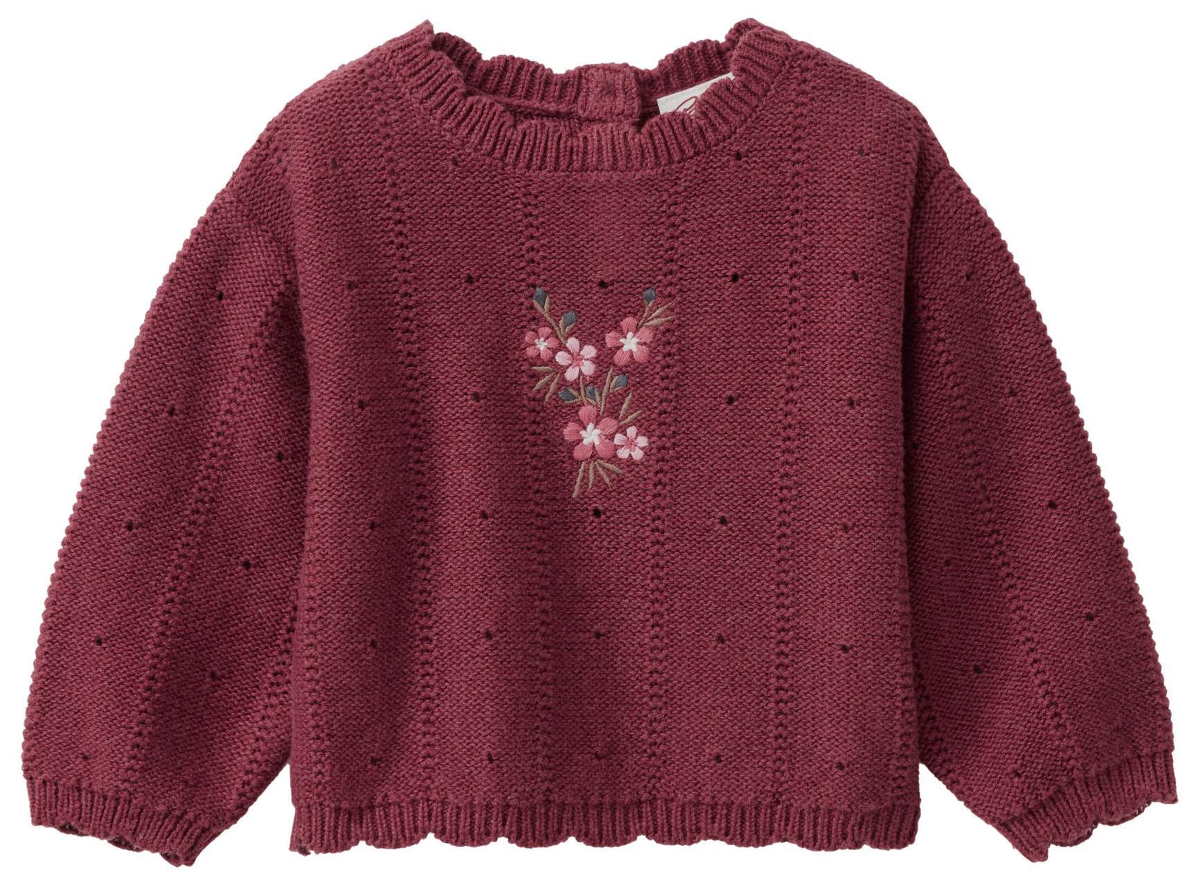 PWO Girl Pullover Strick Flower bordeaux