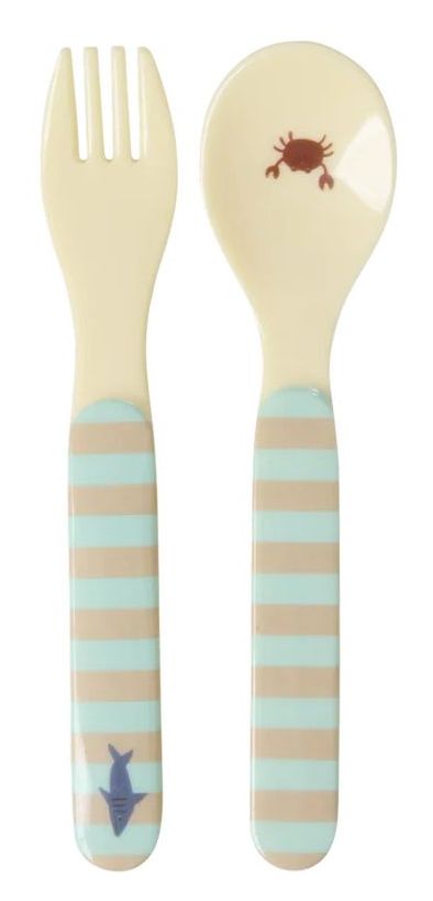 Rice Melamin Kids Löffel/Gabel Ocean Blue