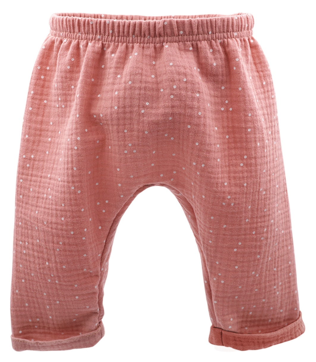 Maximo Baby Hose Musselin GOTS rust/weiß