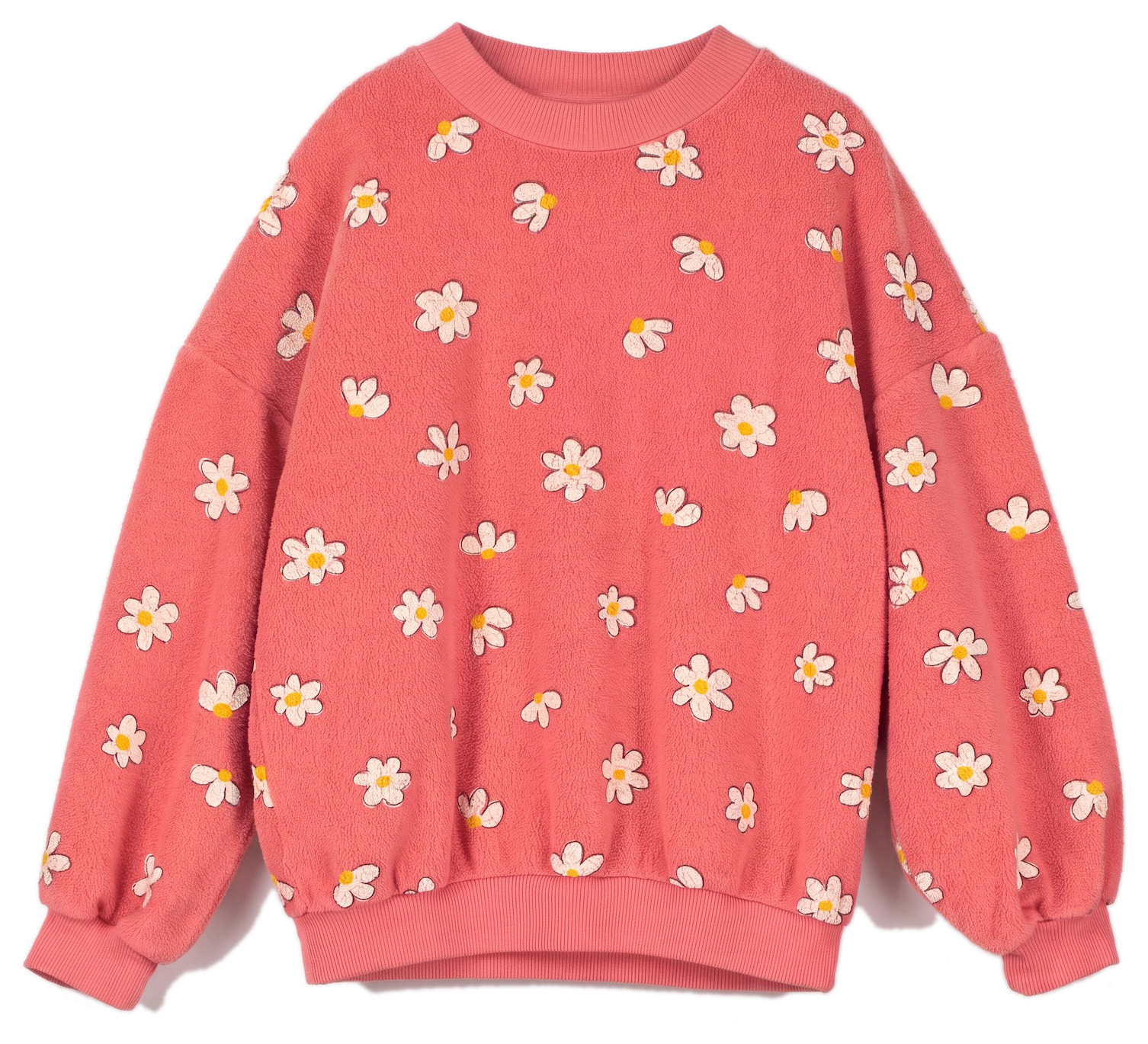 Lötiekids Teddy-Sweatshirt Daisies AOP coral