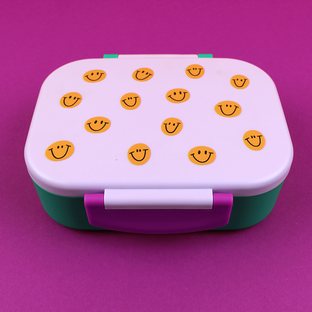 Ava & Yves Lunchbox Smiley flieder/grün/violett