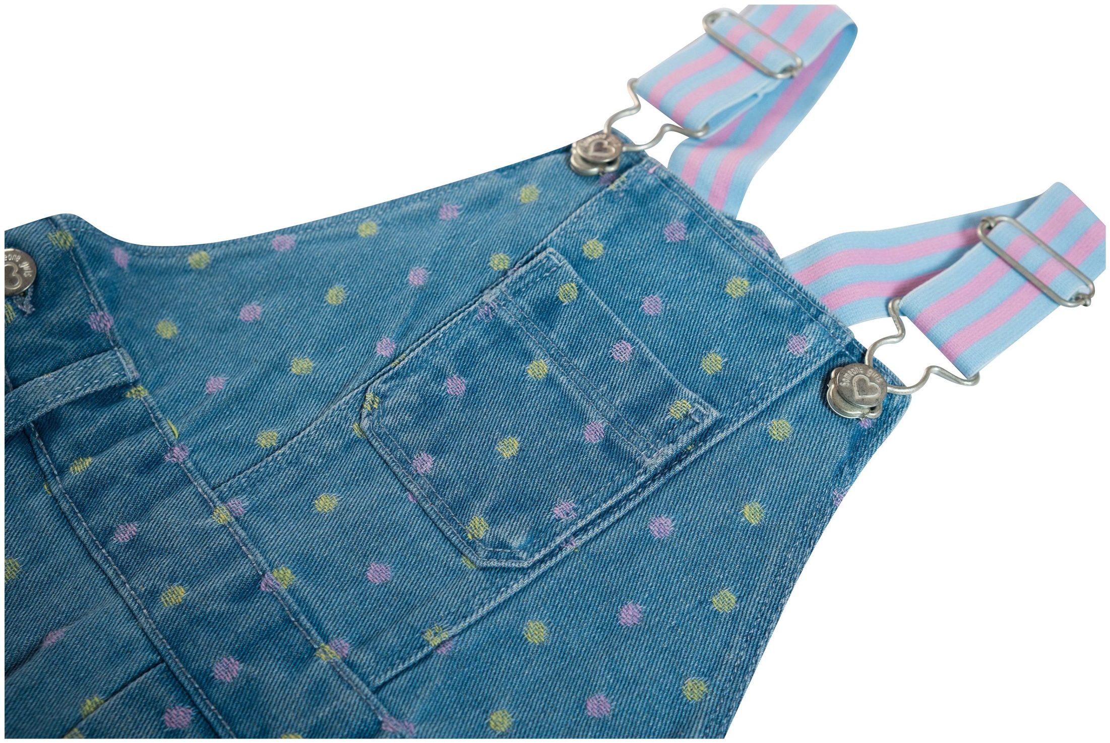 Someone Girl Latzhose kurz Jeans Dots blue