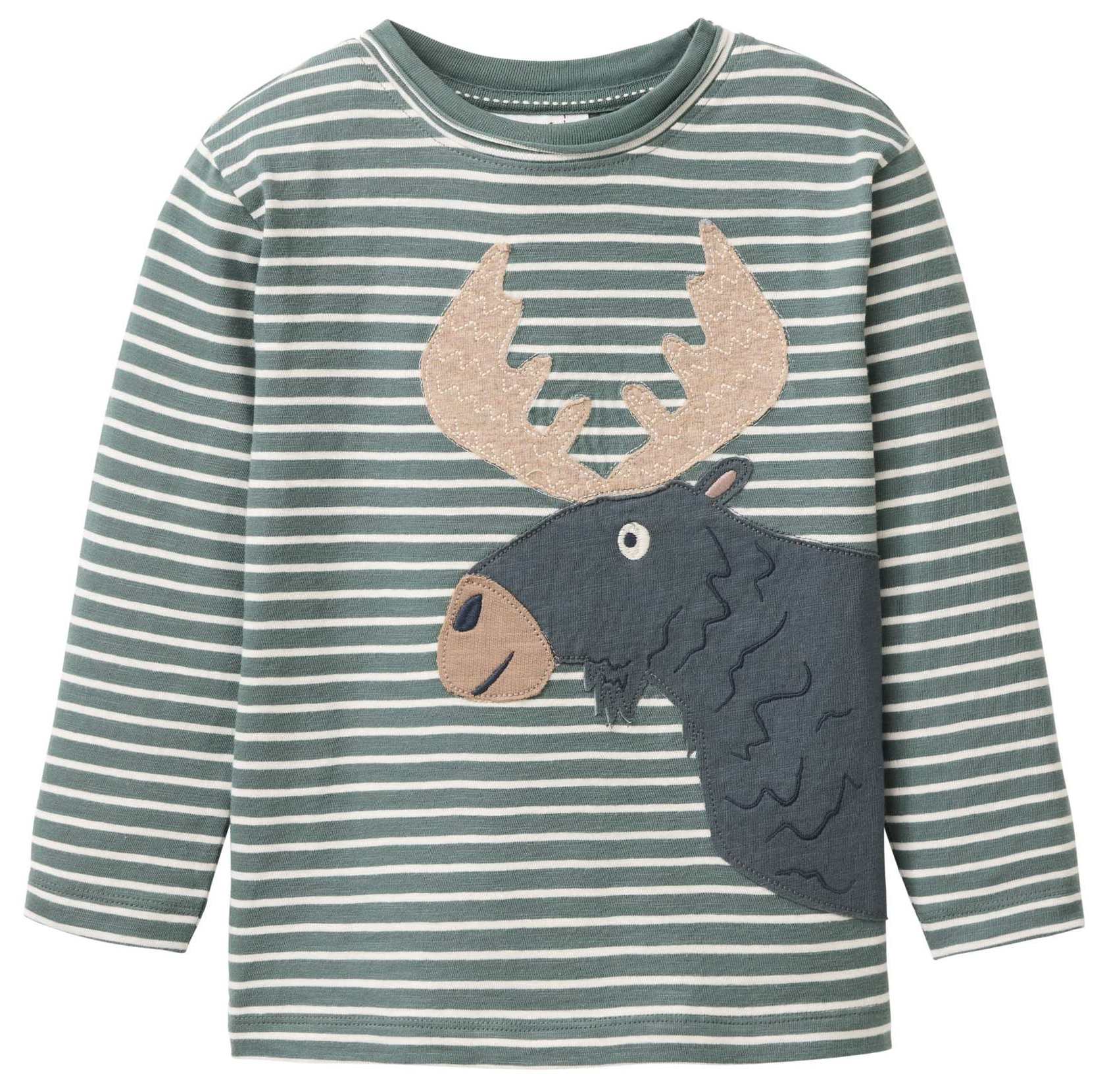 PWO Boy Langarmshirt Elch/Stripe green