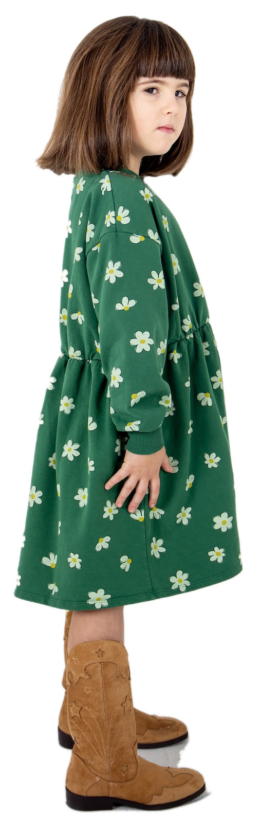 Lötiekids Kleid Relaxed Fit Daisies AOP green