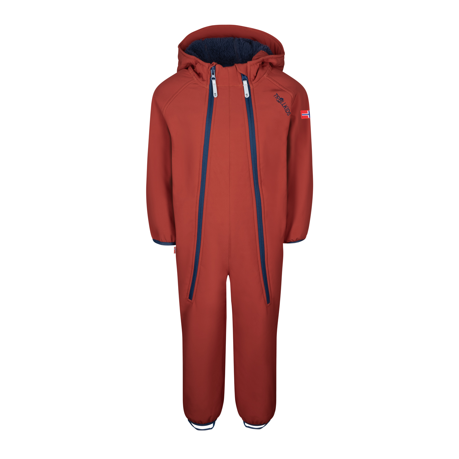 Trollkids Nordkapp Softshell Overall red clay/mystic blue