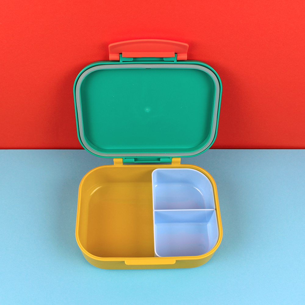 Ava & Yves Lunchbox Smiley grün/ocker/hellblau