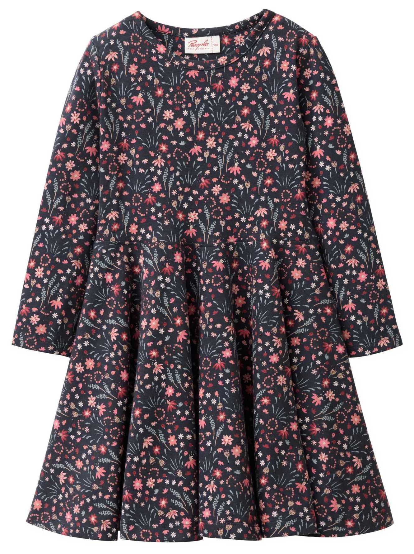 PWO Kleid langarm Flower dark navy