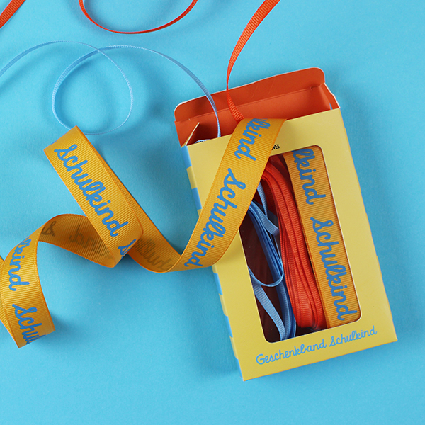 Ava & Yves Geschenkband-Set Schulkind gelb/türkis