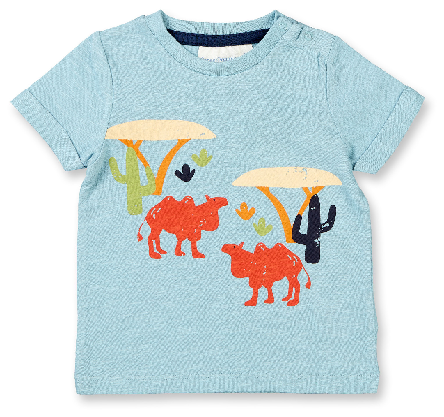 Sense Organic Baby Shirt Kurz Dusty Blue Camel