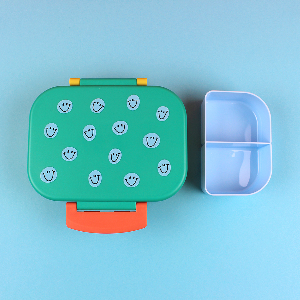 Ava & Yves Lunchbox Smiley grün/ocker/hellblau