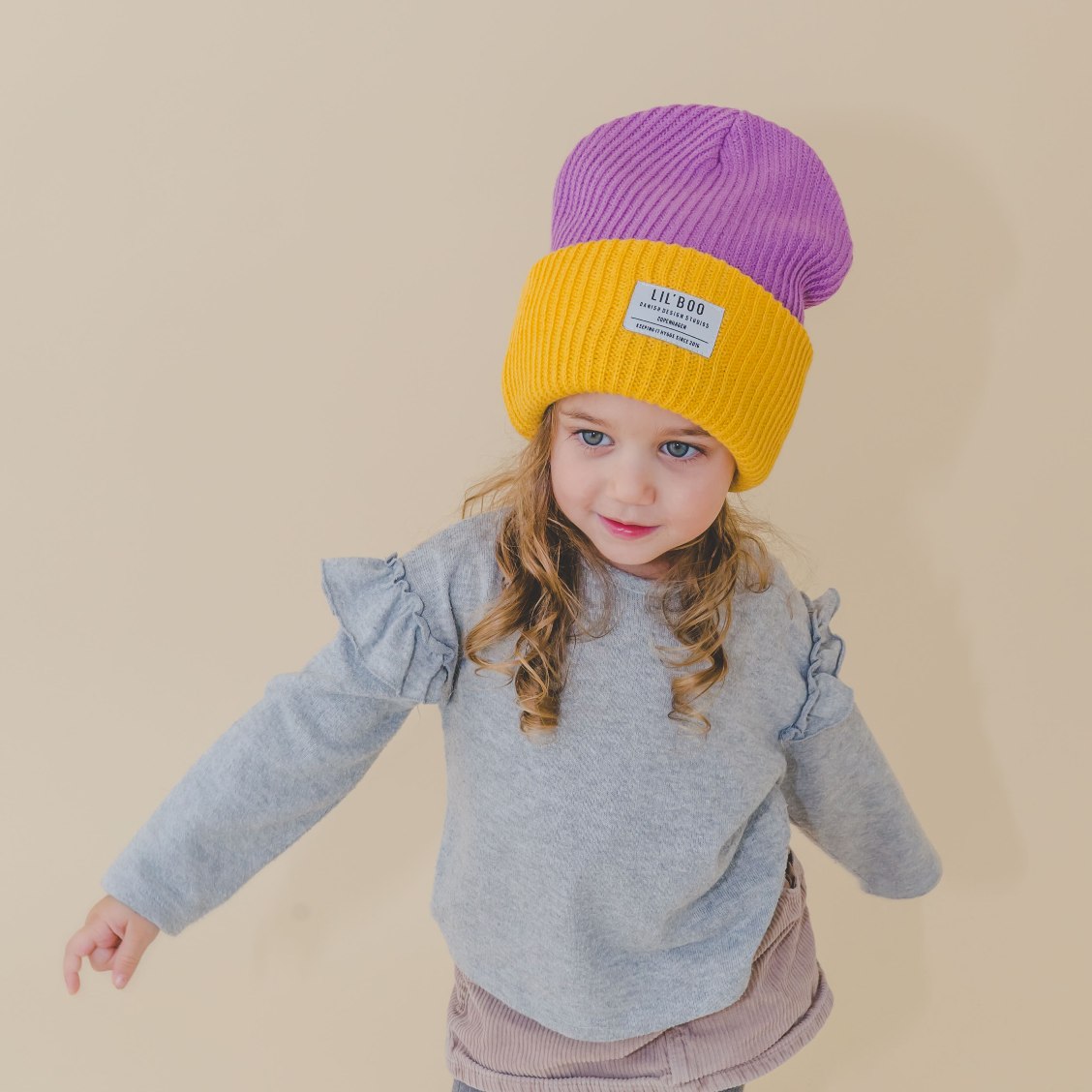 Lil`Boo Block Hygge Beanie - Purple/Yellow