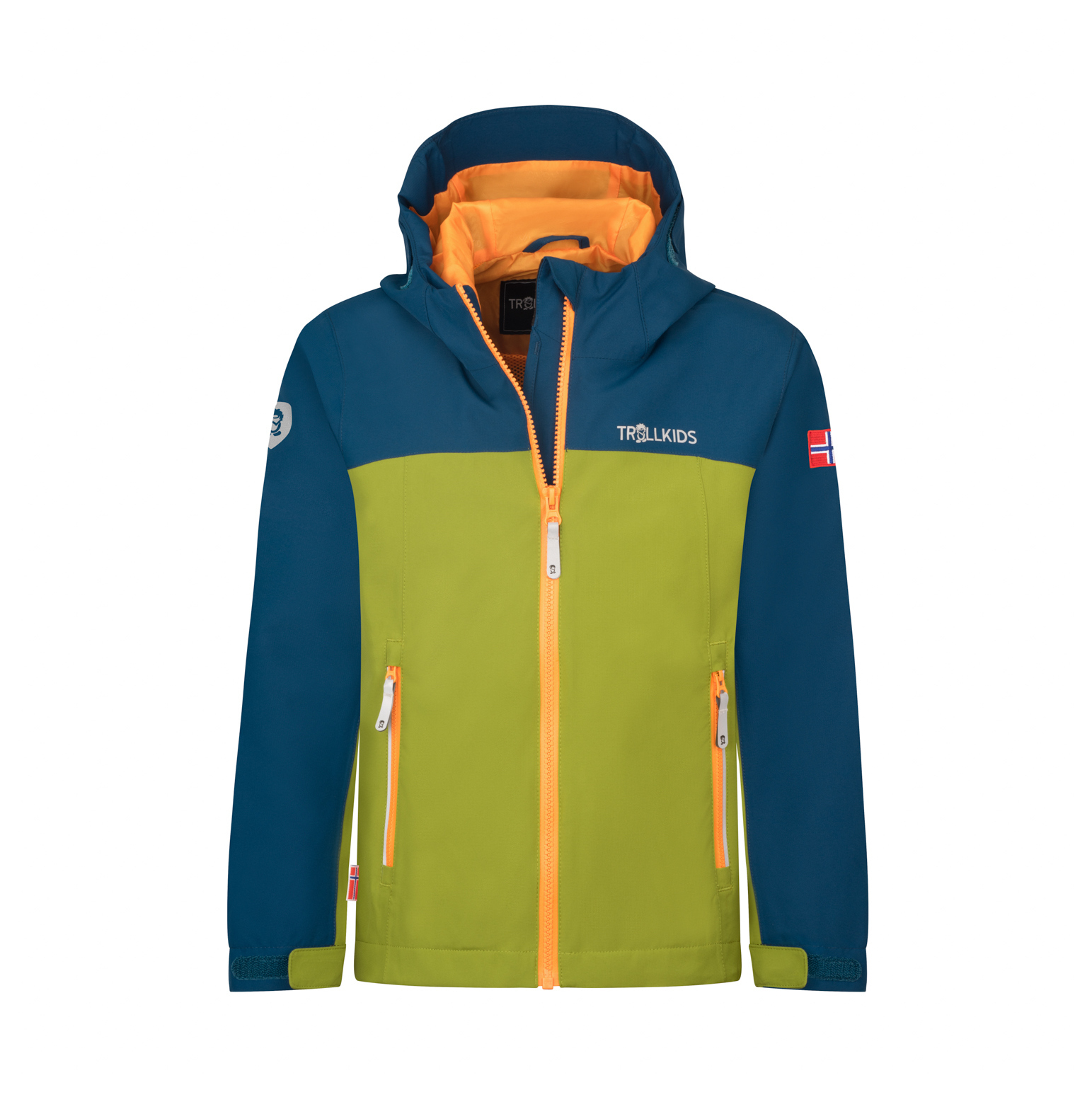 Trollkids Telemark Regenjacke Pear Green/Madeira Blue