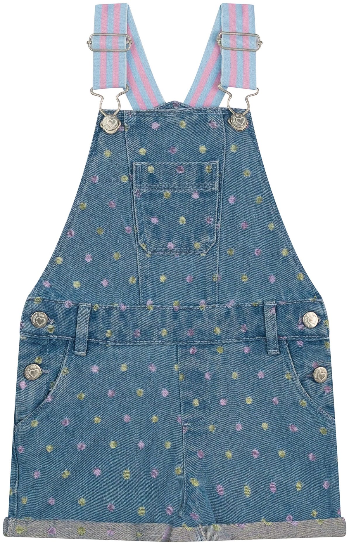 Someone Girl Latzhose kurz Jeans Dots blue