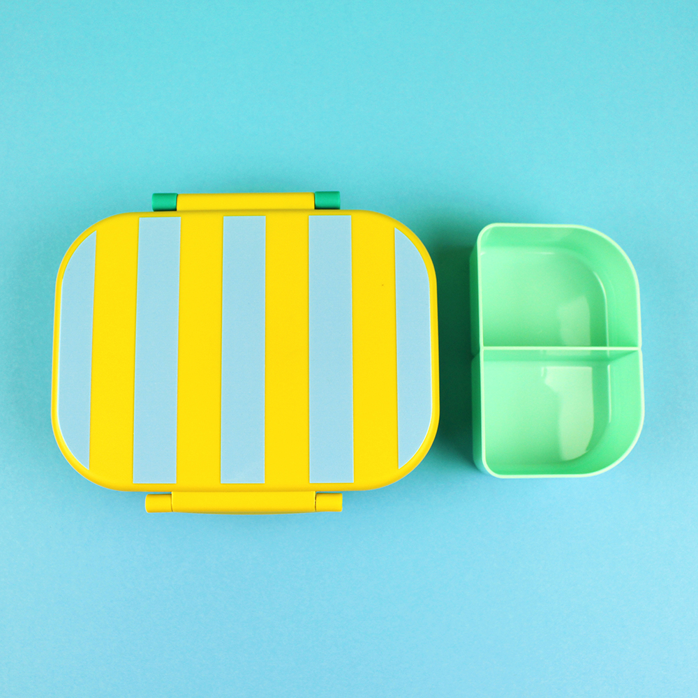 Ava & Yves Lunchbox Stripes gelb/hellblau/grün