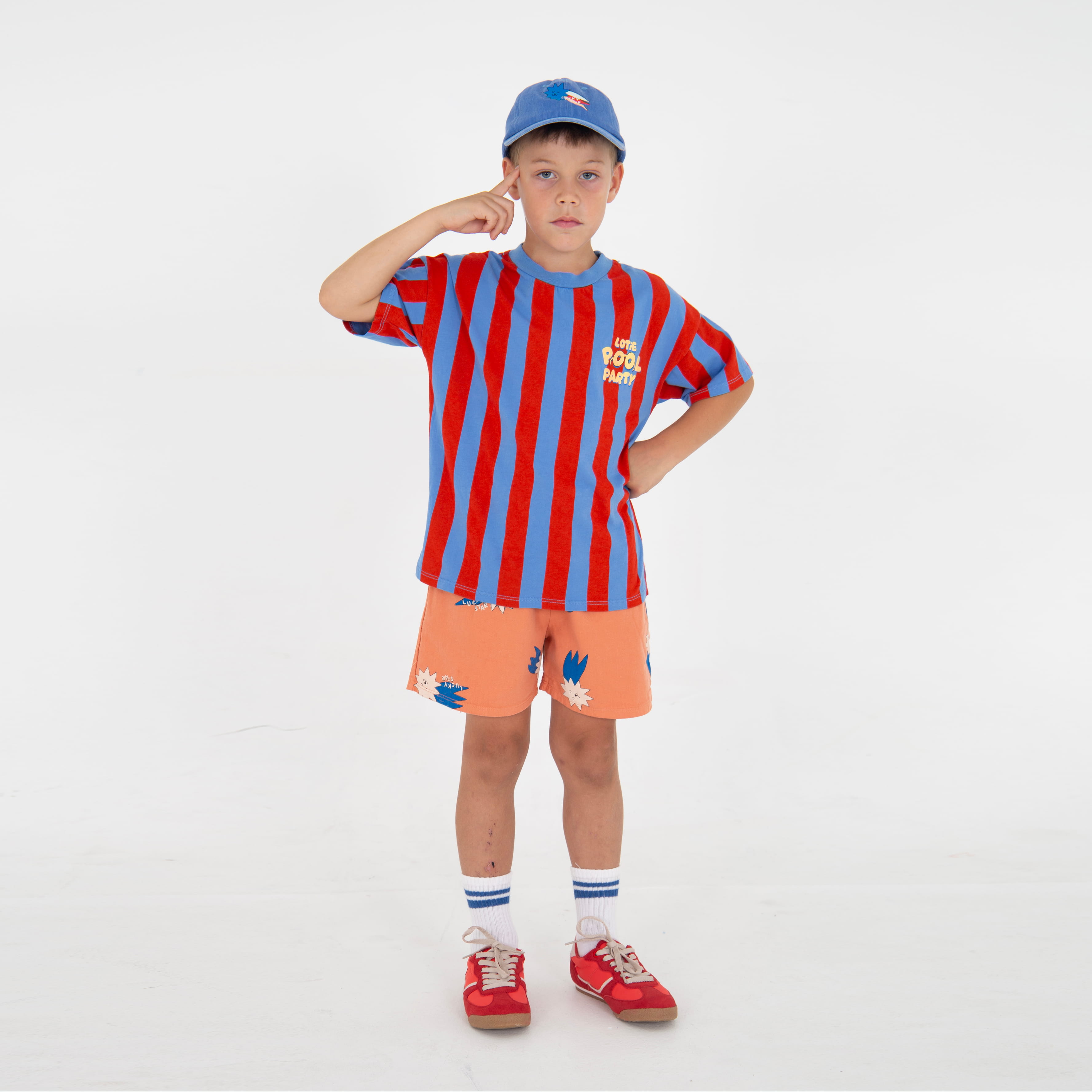 Lötiekids T-Shirt Wide Fit Stripes Pool Party Baja Blue