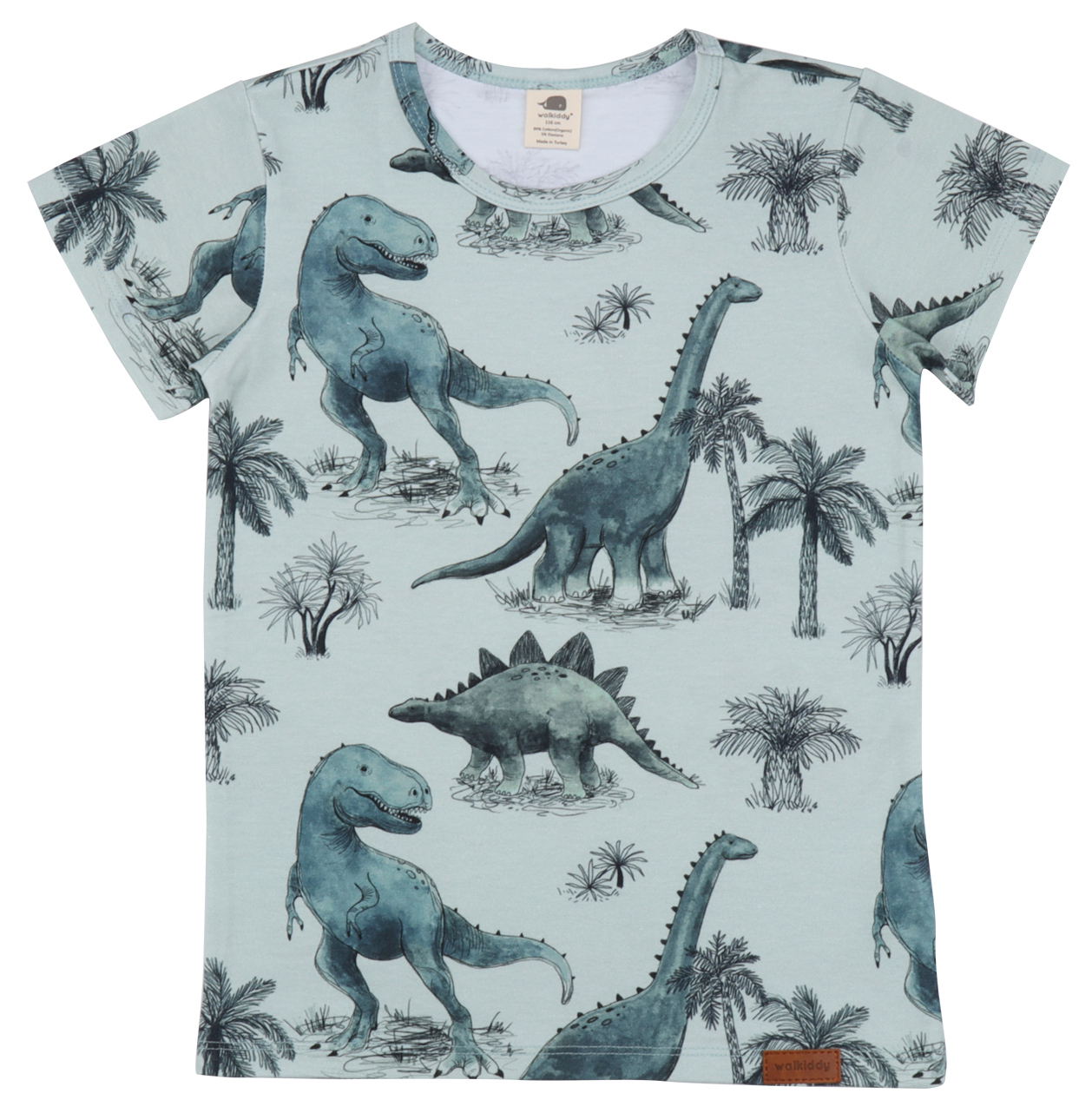 Walkiddy Kurzarmshirt Dinosaurland AOP Mint