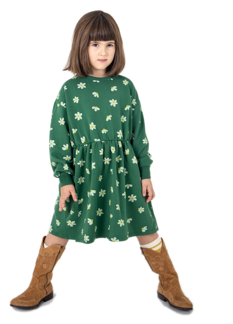 Lötiekids Kleid Relaxed Fit Daisies AOP green