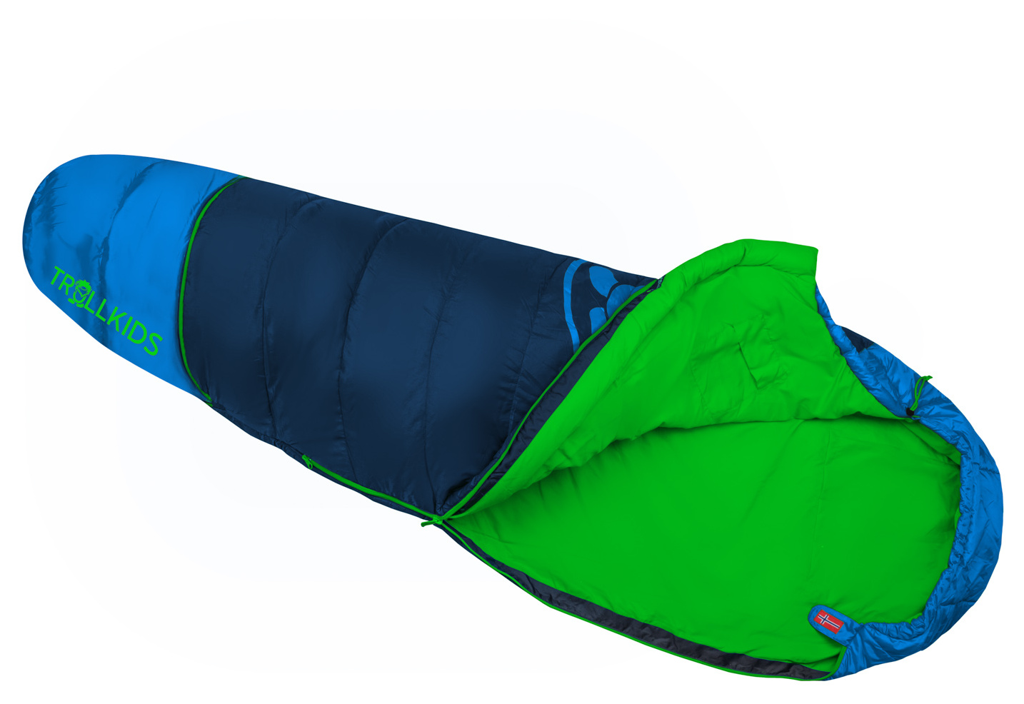 Trollkids Fjell Dreamer, extendable Schlafsack Navy/Medium Blue 160-190 x 68 x 45 cm, User height: 130-170 cm