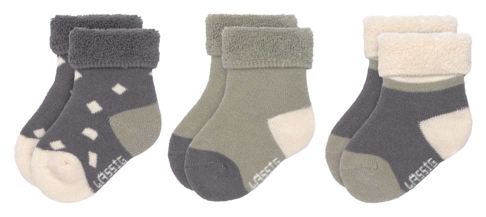 Lässig Newborn Socken 3er Set anthrazite/olive