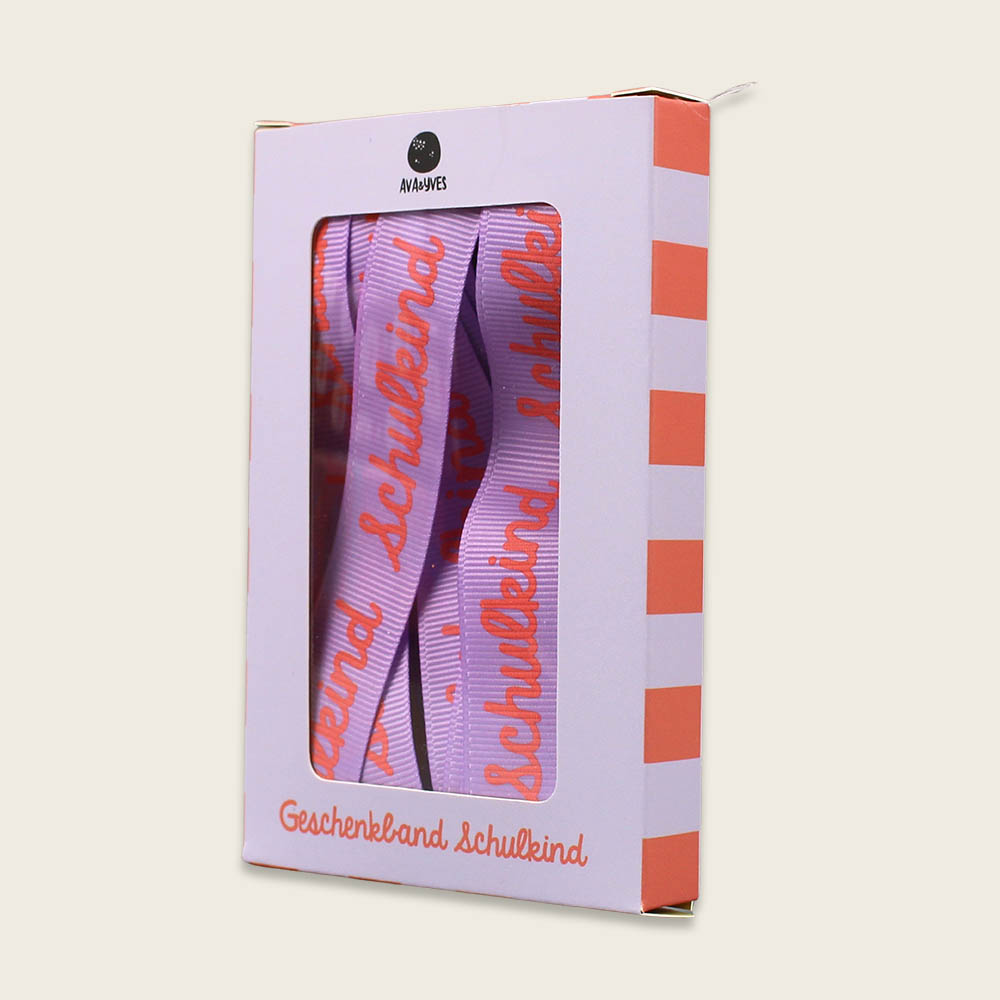 Ava & Yves Geschenkband-Set Schulkind flieder/rosa