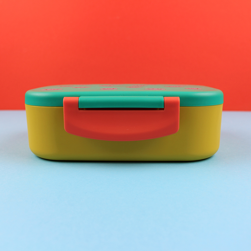 Ava & Yves Lunchbox Smiley grün/ocker/hellblau