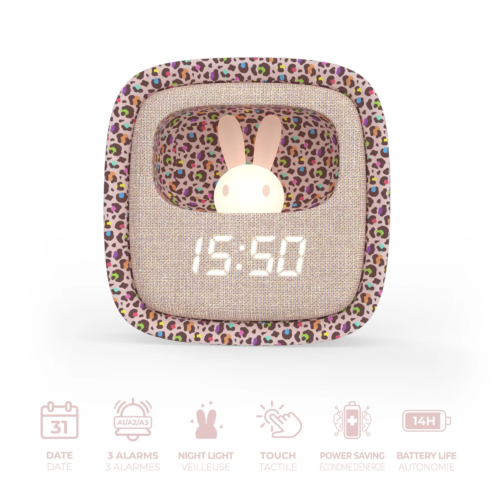 MOB Wecker Billy mit Nachtlicht Rainbow Leopard