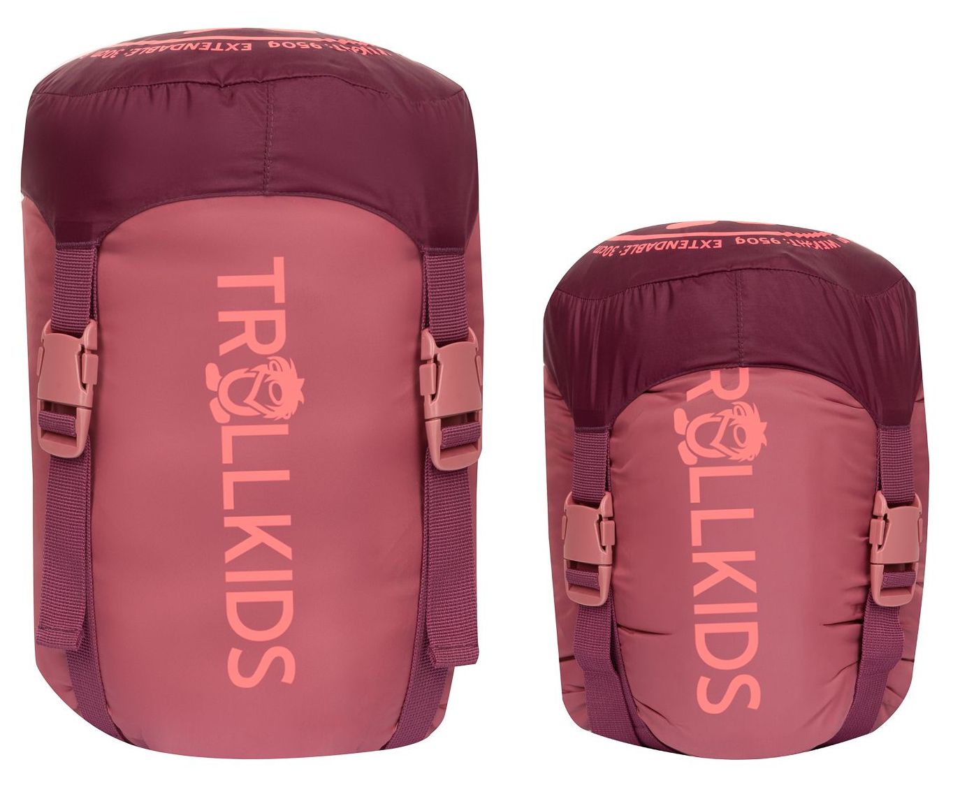 Trollkids Fjell Dreamer, extendable Schlafsack Frozen Berry/Deep Ruby 160-190 x 68 x 45 cm, User height: 130-170 cm