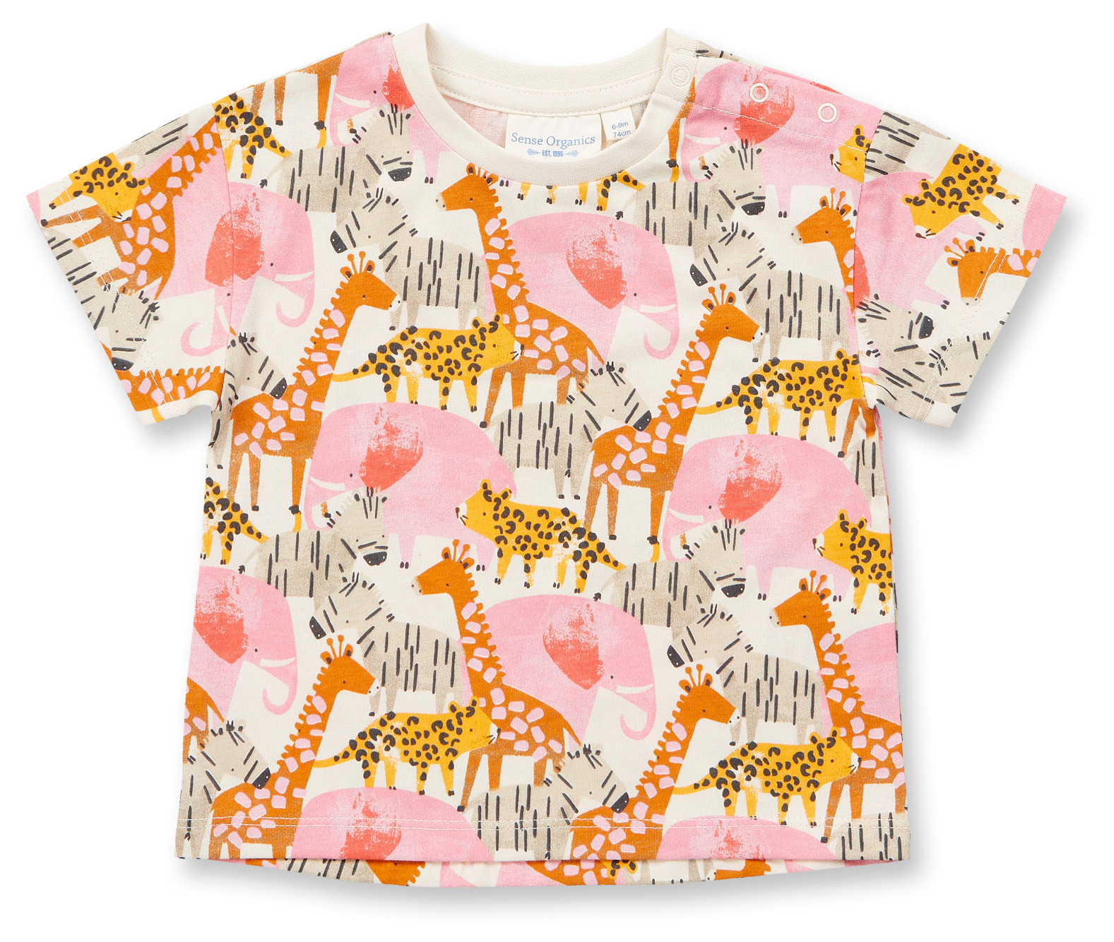 Sense Organic Baby Girl Shirt Safari AOP beige
