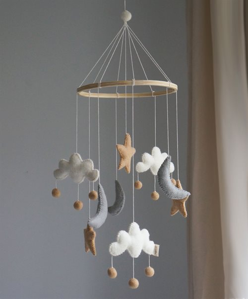 Gamcha Mobile Cloud, Moon, Stars beige/grey