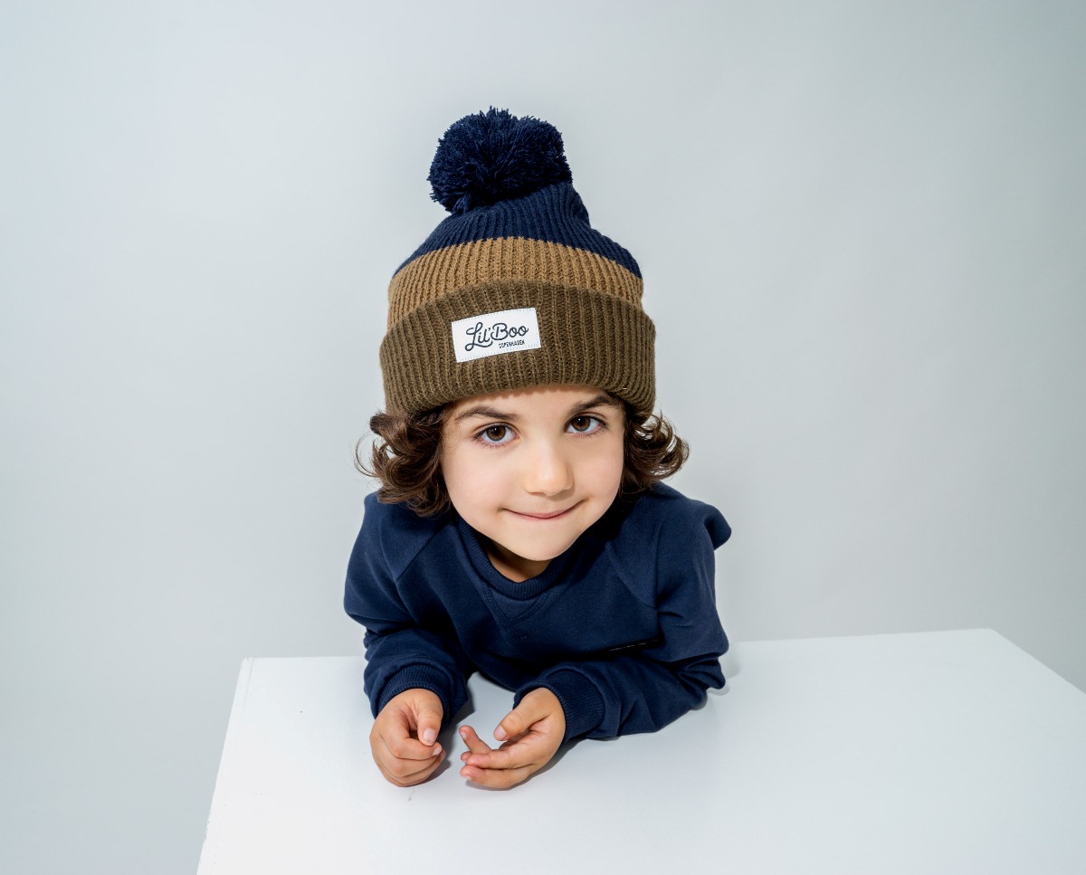 Lil’ Boo Rainbow Beanie - Brown/Navy