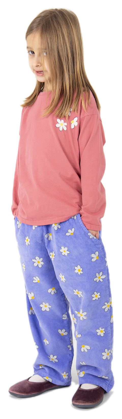 Lötiekids Cordhose Wide Daisies AOP lavender