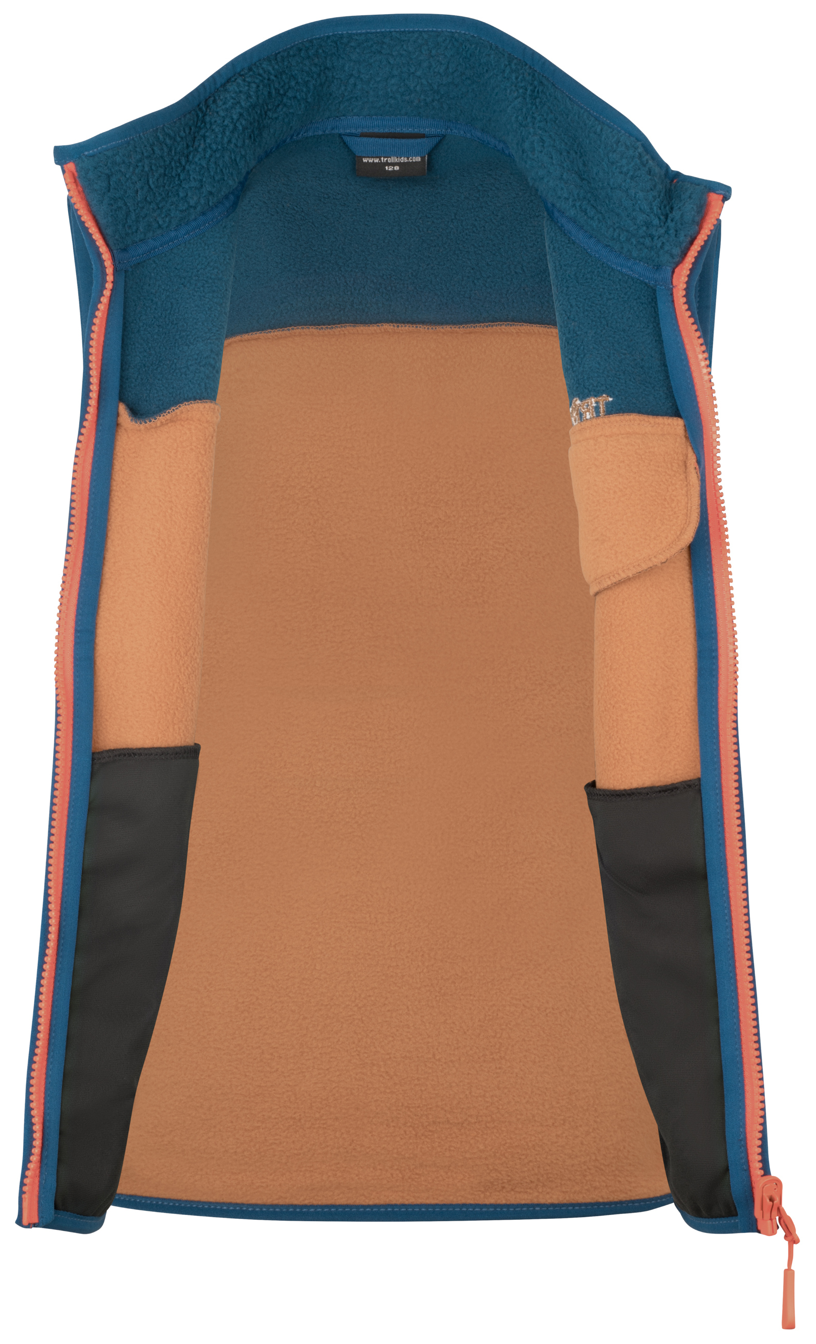 Trollkids Hemsedal Fleece Weste Almond/Madeira Blue