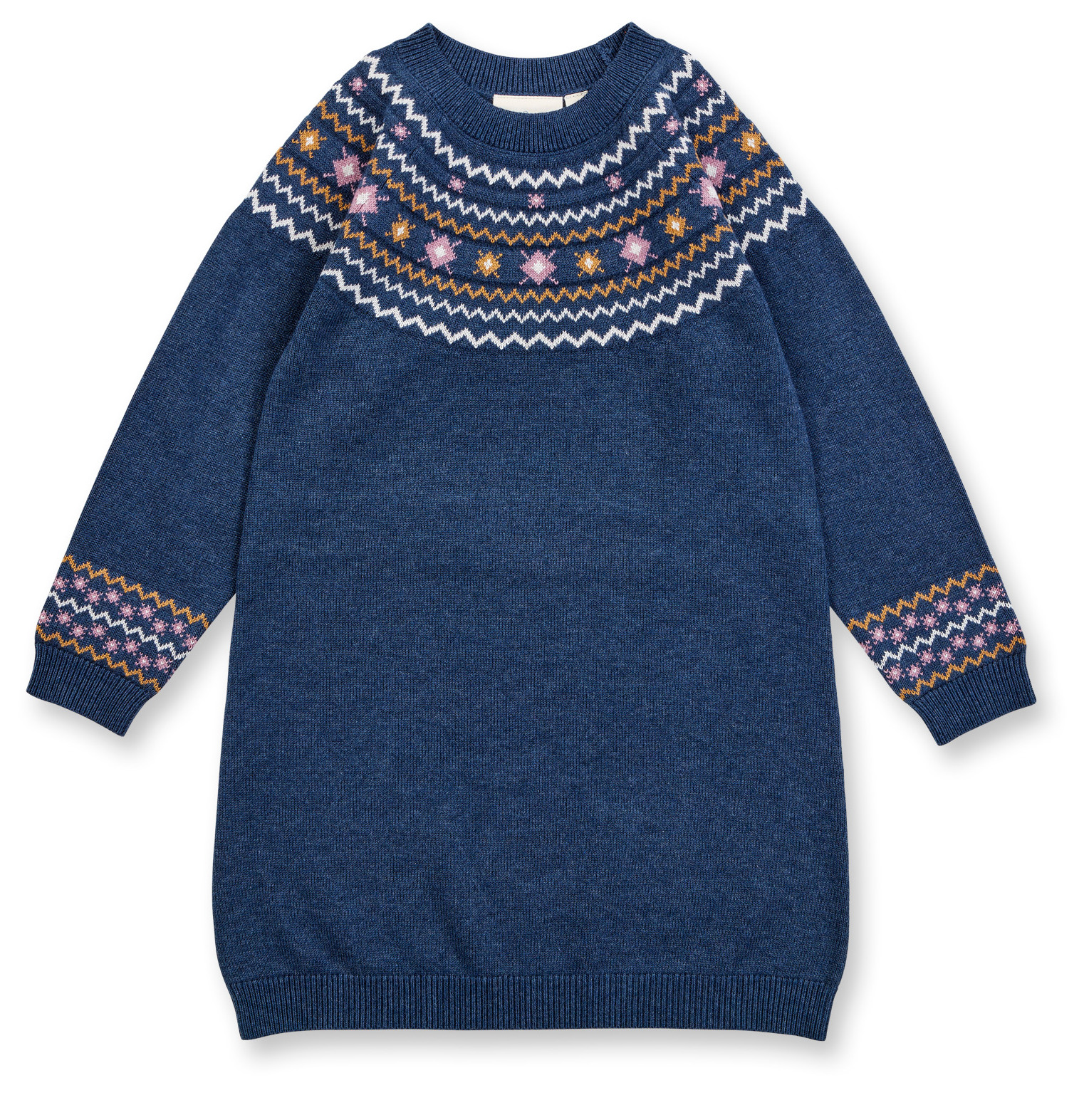 Sense Organic Knitted Dress Dark Blue Pattern