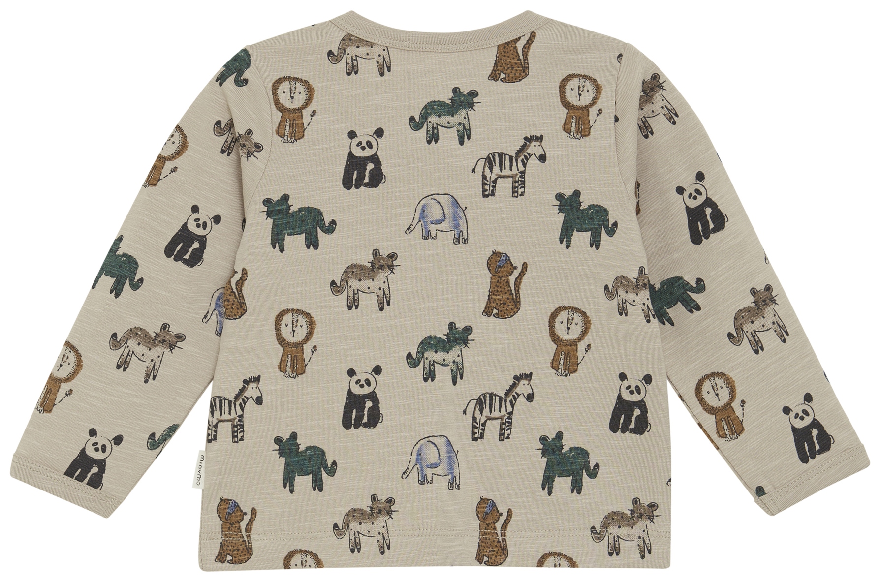 Minymo Baby Langarmshirt AOP Tiere tan